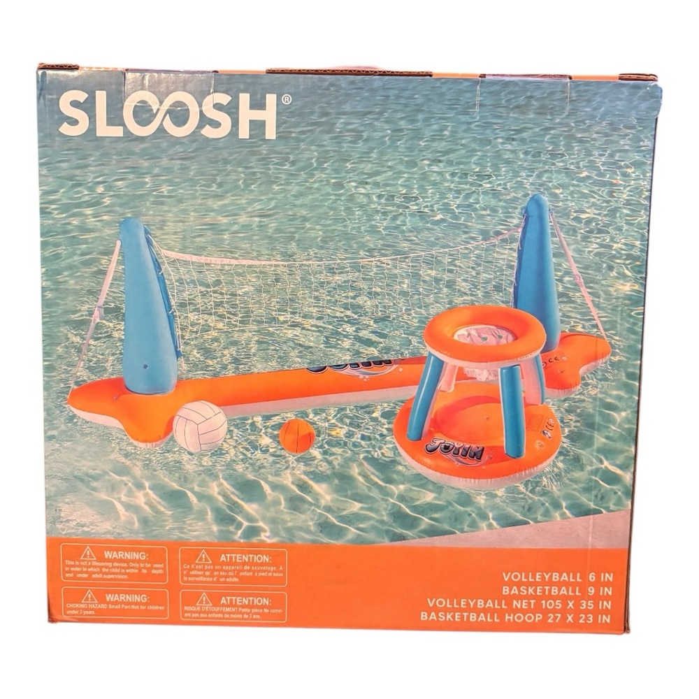 {NWT} Inflatable Pool Float Set Volleyball Net & Basketball Hoops - Picture 3 of 4